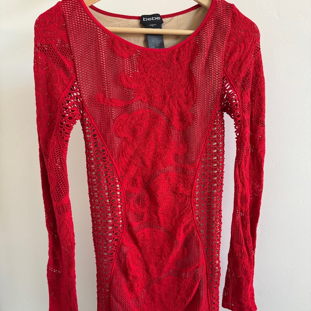 Red crochet bodycon dress